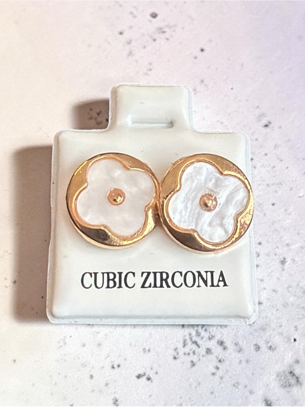 NWOT Flower Stud Earrings - Cubic Zirconia